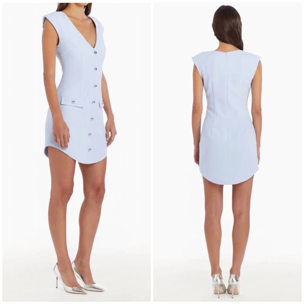 NWT Amanda Uprichard Ivana Mini Dress in Artic Blue SZ L - Picture 2 of 7